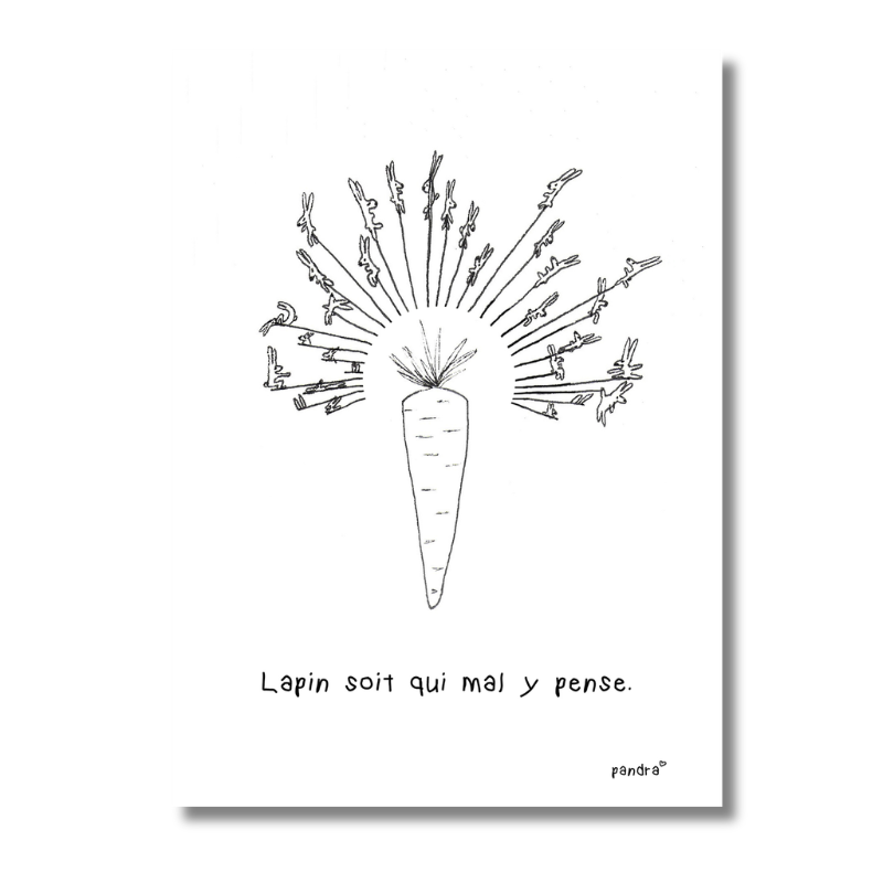 Carte Couronne lapin soit qui mal y pense